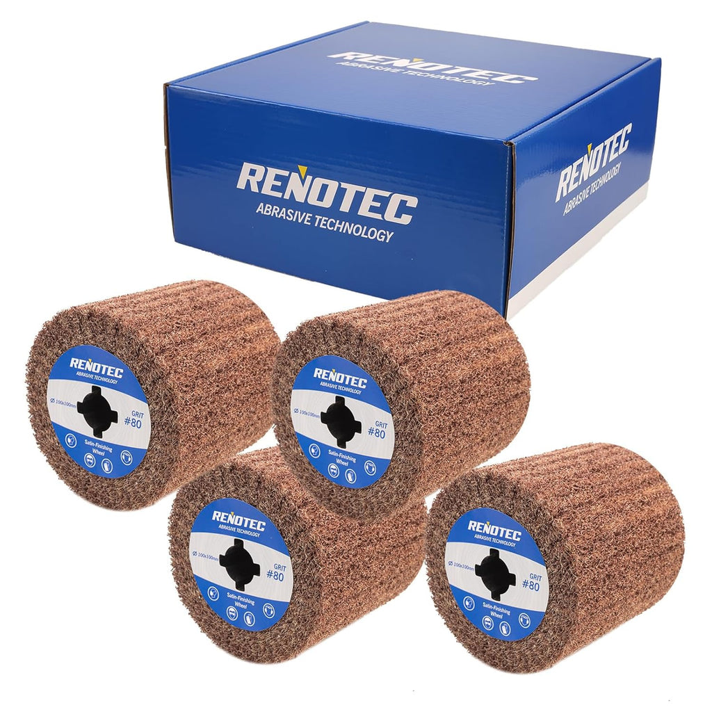 4" Burnishing Wheel 4 Pack, Wire Drawing on Metal, 100x100mm, Coarse Grit 80, Polishing & Satin Finishing