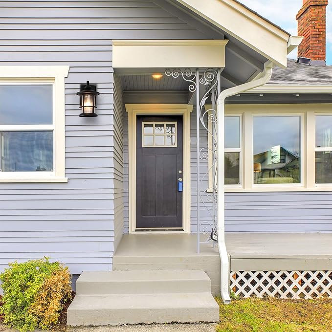 MICSIU Textured Black Outdoor Wall Light 2 Pack, Clear Seedy Glass Large Exterior Porch Wall Lantern, H12.5 Inch Exterior Lights for House, Front Porch, Patio, Backyard.