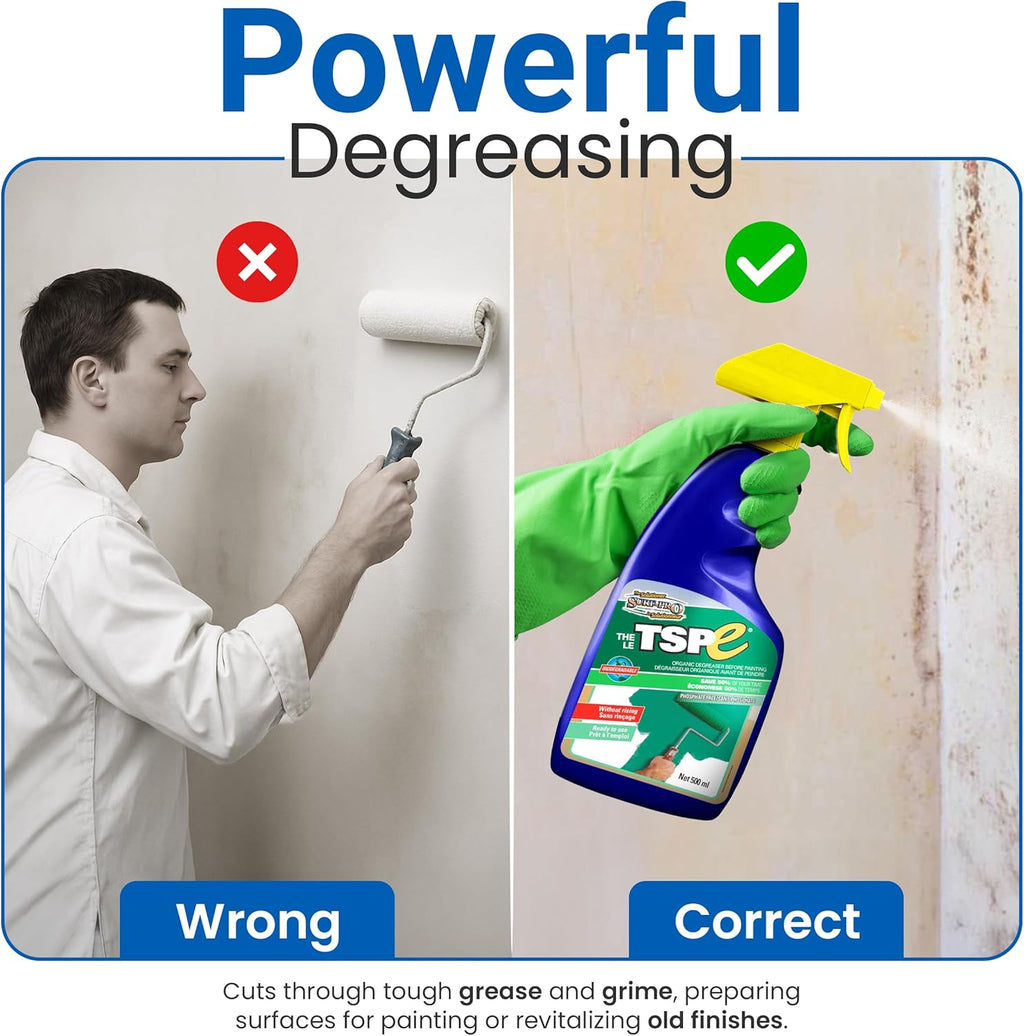 TSPE Cleaner Spray – 500ml Eco-Friendly No-Rinse Degreaser for Walls, Wood, Cabinets & Paint Prep – Phosphate-Free TSP Alternative – Biodegradable, Septic Safe, Non-Toxic Cleaning Solution