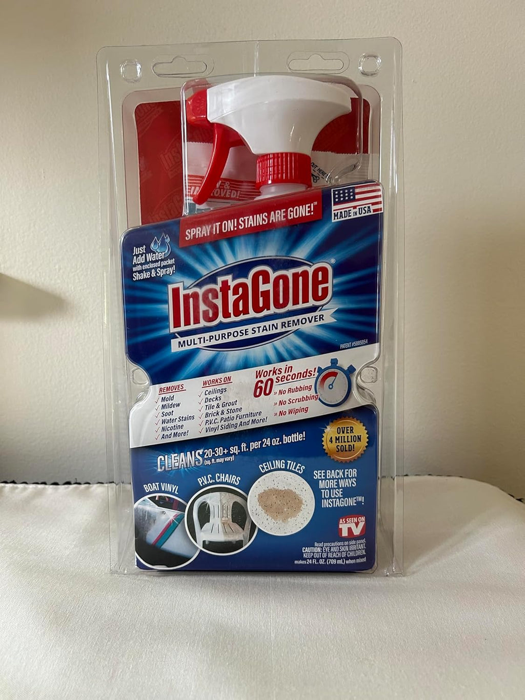 Stain Remover - TRIAL PACK (1 Pack + 24oz Spray Bottle) - Just Add Water - Indoor/Outdoor Ceiling, Wall, Bathroom, Roof, PVC Fence, Patio & More