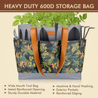 YAUNGEL Garden Tools - 10Pcs Garden Tool Set Heavy Duty Stainless Steel Gardening Supplies Hand Tools with Wooden Handle, Storage Tote Bag, Ideal Gardening Gifts for Women and Men, Black