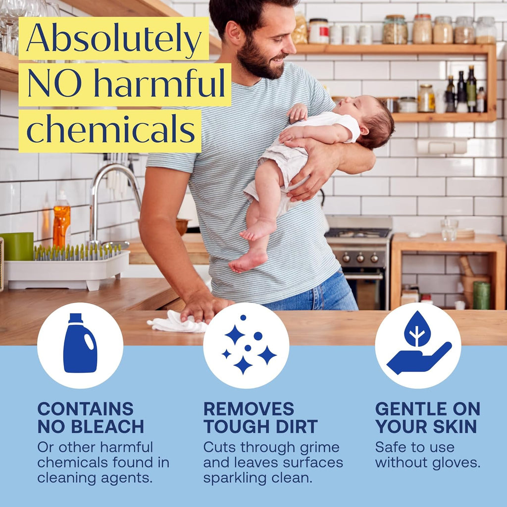 Fab Tab Multi Purpose Cleaner Cleaning Tablets, Eco-Concious Refillable Glass Bottle System with Boutique Hotel Scent, Safe For Family and Pets - Chemical-Free, Plastic-Free - 3 Count