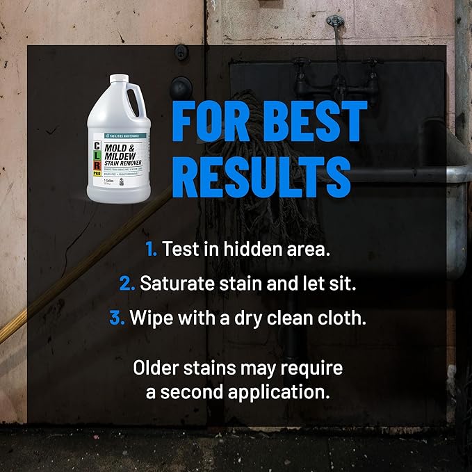 CLR PRO Heavy Duty Bleach-Free Mold and Mildew Stain Remover, 1 Gallon Bottle, Unscented Multi-Surface Stain Remover, Works on Tile, Wood, Concrete, Glass and More