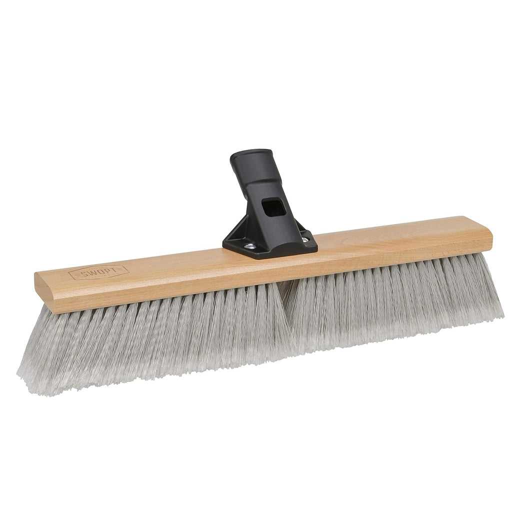SWOPT 18” Premium Multi-Surface Push Broom Head — Indoor and Outdoor Push Broom — Cleaning Head Interchangeable with All SWOPT Cleaning Products for More Efficient Cleaning and Storage