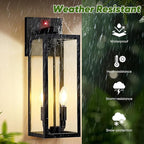 2-Pack Upgraded Motion Sensor Outdoor Wall Lights, 18” Large Dusk to Dawn Porch Lights Outdoor Wall Sconce Lantern, 3 Lighting Modes Exterior Lighting Fixtures, Black Outside Lights for House Garage