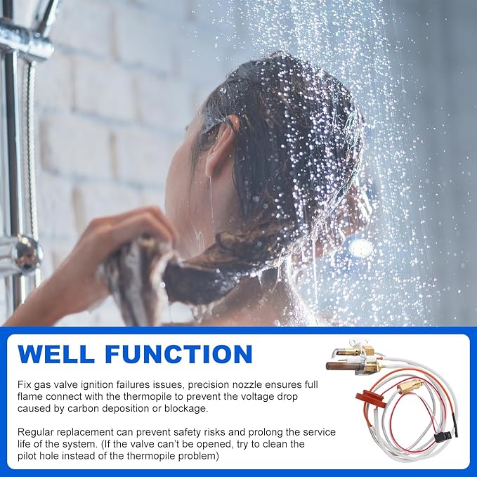 SP20824 Pilot Burner Assembly Kit, SP21058 Natural LP Thermopile Senor Compatible with Rheem, Ruud and Richmond Water Heaters, NG with LP Orifice