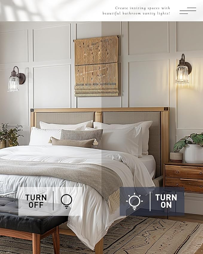 Sconce Wall Lighting, HWH 1-Light Wall Sconce Modern Indoor Wall Light Fixtures, Single Bathroom Vanity Light with Bell-Shaped Fluted Clear Glass, Oil-Rubbed Bronze Finish, 5HZG106B ORB