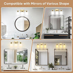 Ascher Bathroom Light Fixtures, 3-Light Vanity Light Over Mirror, Gold Wall Sconces with Milky White Frosted Glass Shades, Wall Lamp for Living Room Bedroom, E26 Base(Bulbs Not Included)