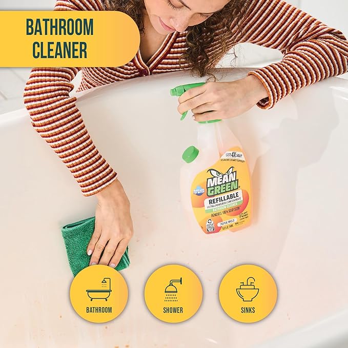 Mean Green Refillable Ultra Powered CONCENTRATE Bathroom Cleaner, Tropical Breeze, 14.3 Ounce