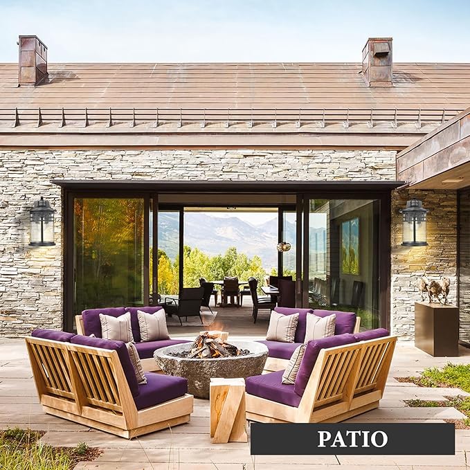 Darkaway Large Outdoor Porch Lights Wall Mount, 15inch Outdoor Light Fixtures Sconces Wall Lighting with Seeded Glass Exterior Lights for Patio Yard House Hallway Doorway Garage(Large, Black)