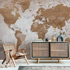 artgeist Premium Wall Mural World Map 79x55 in - XXL Non-Woven Wallpaper Fleece Wall Decor Photo Print Picture Image Design Home Map of The World k-A-0108-a-a