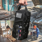 12-Inch Heavy Duty Small Tool Bag with D-Ring Clip,Flag Patch&Shoulder Strap - Small Tactical Molle Zipper Tool Bag,EDC Storage Tool Bags for Men,Multipurpose Utility Work Organizer Bag
