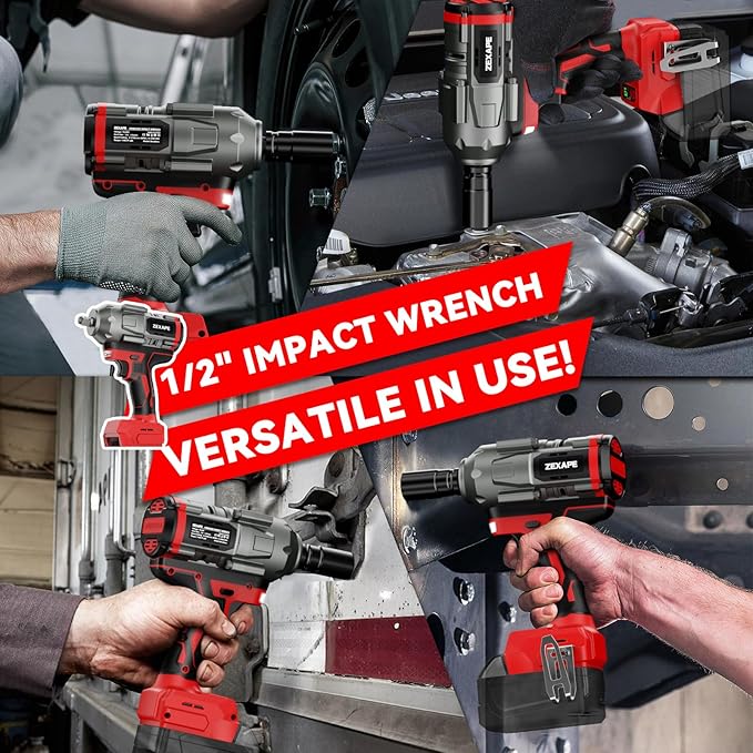 Cordless Impact Wrench 1/2 inch for Milwaukee 18V Battery, Impact Wrench 950Ft-lbs High Torque Brushless Electric Impact Gun, Power Impact Driver with 3-Mode Speed, LED Work Light(no battery)