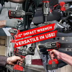 Cordless Impact Wrench 1/2 inch for Milwaukee 18V Battery, Impact Wrench 950Ft-lbs High Torque Brushless Electric Impact Gun, Power Impact Driver with 3-Mode Speed, LED Work Light(no battery)