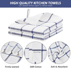Nialnant 4PCS Cleaning Rags,100% Cotton Terry Dish Rags for Washing Dishes,Quick Drying Dish Cloths,Dish Towels for Kitchen,Navy Blue Plaid-12x12in