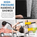 G-Promise All Metal 10 Inch Shower Head with Massage Mode Handheld, Rain Shower Head with Handheld Spray Combo, 3-Way Diverter with Pause Setting, 11 Inch Adjustable Extension Arm (Matte Black)