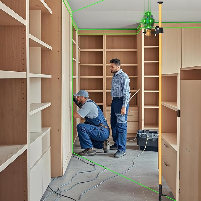 Laser Level Pole 13.8 foot/4.2m With 5/8&1/4 interface screws (6.25 inches/2.36 inches) thread for Rotary and Line Lasers,with multifunctional gimbal