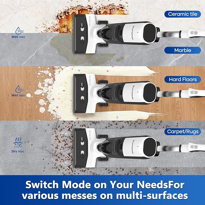 4-in-1 Steam Vacuum Mop - High-Performance Wet Dry Floor Cleaner for Hardwood Floors Carpets, 212°F Steam for Tough Stains, Self-Cleaning LED Display