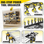 Power Tool Organizer Wall Mount - Storage Rack with 4 Drill Holders for Drills Cordless Tools. Heavy Duty Iron Garage Tool Organizer Storage for Workshop Shed (4 Slots 4 Layers 2 Pack)