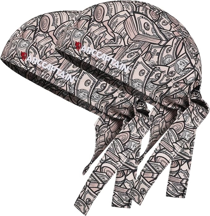 ARCCAPTAIN 2PC Welding Doo Rag, Welding Cap, Protective Welders Cap, Welding Hats for Men, Fireproof Cotton and Durable for Safety, Dollar, M Size