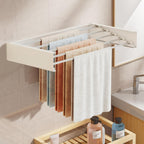 Wall Mounted Drying Rack,Drying Rack Clothing,Collapsible Hanger Racks for Laundry,Laundry Rack,Wall Mounted Clothes Rack (White, 32 Inch)