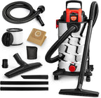 Shop-Vac 8 Gallon 4.0 HP Wet/Dry Vacuum with Blower Function, Stainless Steel Tank, Portable Shop Vacuum with Wheels, Includes Filters, Hose & Accessories, Ideal for Garage and Workshop