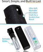 2X iCloth 2-in-1 Screen Cleaner Spray & Microfiber Cloth for Laptops, Tablets, Phones, Car Screens & Touchscreens, Streak-Free & Anti-Smudge, Large 0.68 fl oz (20ml) Bottle for Heavy Use