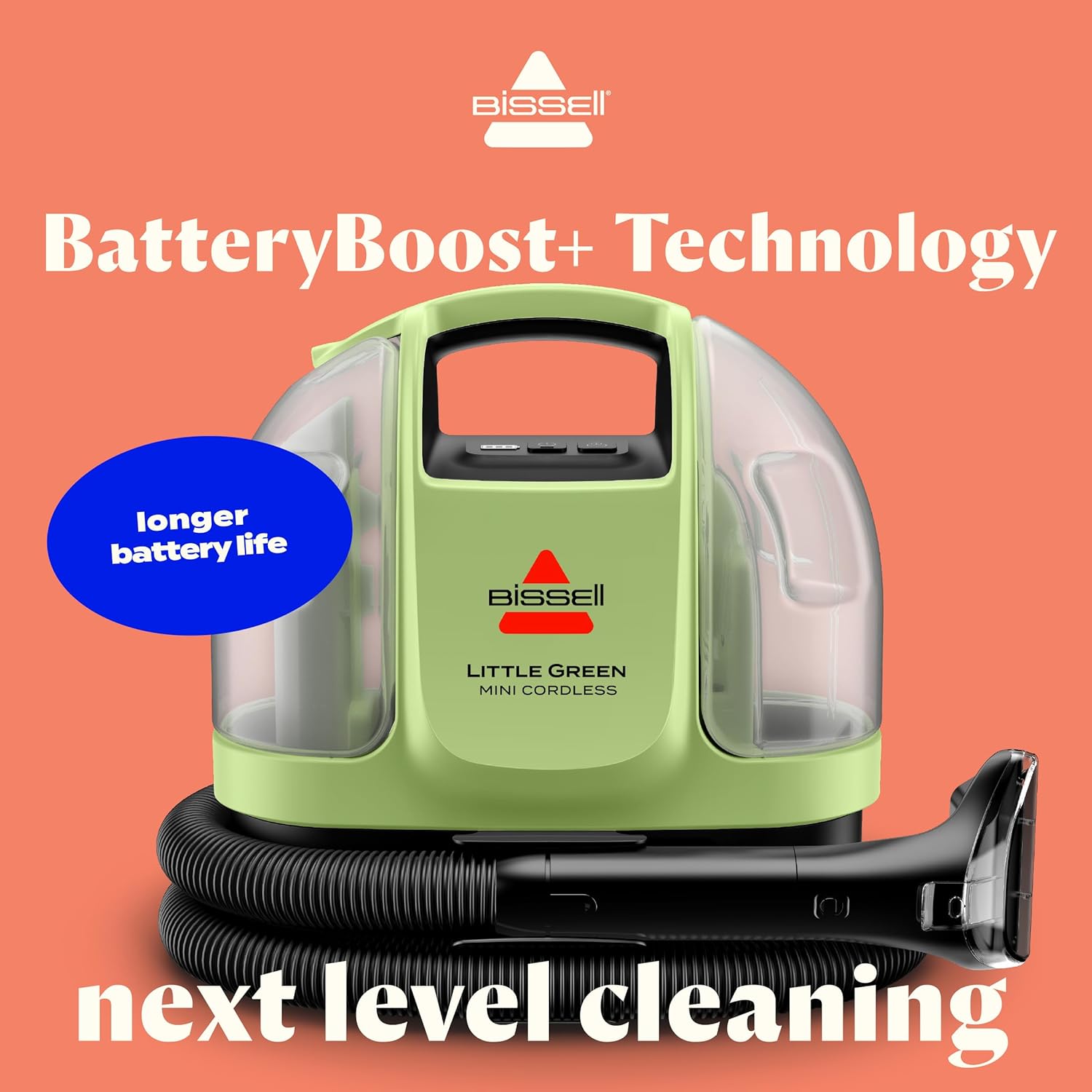 BISSELL Little Green Mini Cordless Portable Carpet and Upholstery Deep Cleaner, Car/Auto Detailer, with HydroRinse Self-Cleaning Tool and 4" Tough Stain Tool, 4015