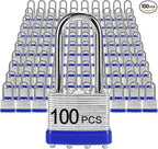 Padlocks with Same Key, LQYN 100 Pcs Laminated Keyed Padlock (1-9/16", 40mm), Keyed Alike Locks, Long Shackle, for Storage Locker, Hasp Latch, Toolbox, Sheds