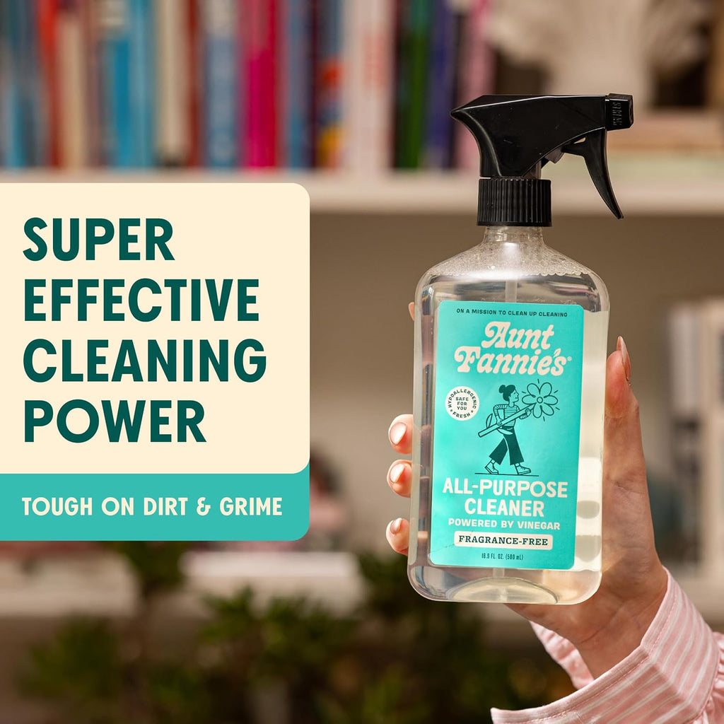 Aunt Fannie's All Purpose Household Cleaner, Multi-Surface Spray Cleaner, Powered by Vinegar for Kitchen, Bath, Windows and Countertops, Fragrance Free, Pack of 1