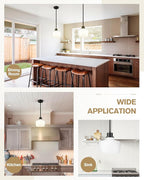 Emak 2 Pack 8 Inch Milk Glass Pendant Lights Kitchen Island, Modern Farmhouse Black Pendant Light Fixtures for Kitchen Island, Bathroom, Dining Room, PL122-BK-ML-2PK