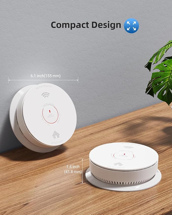SITERWELL Hardwired Interconnected Smoke Detector Carbon Monoxide Detector Combo with 2 AA Batteries Back Up, 2 in 1 Smoke and CO Detector with Voice Alert, Smoke and CO Alarm with Self-Check, 3 Pack