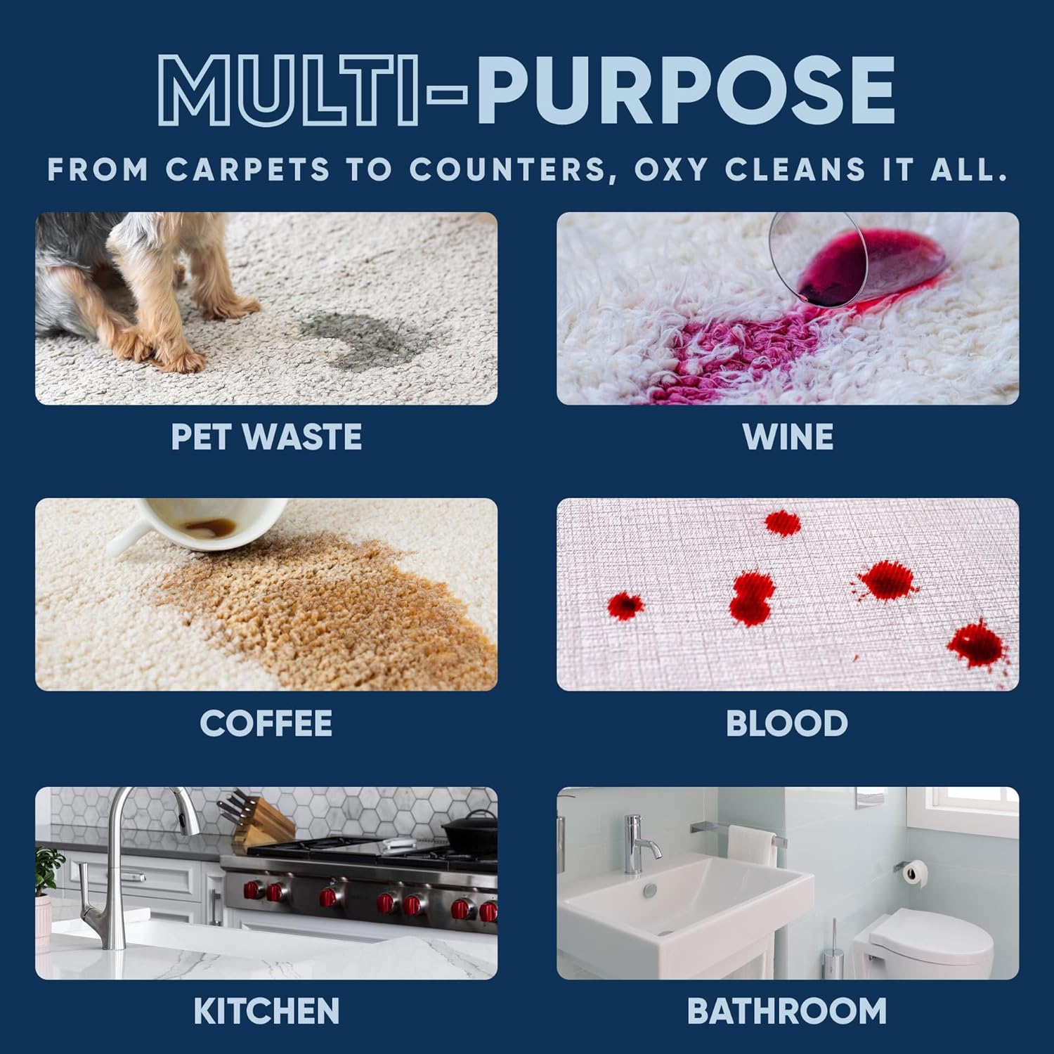 Oxy Pet Carpet Cleaner Spray | Pet Stain Remover for Pet Urine, Cat Pee, Dog Poop | Deep Spot Treating Action on Carpeting, Upholstery, Laundry, Pet Beds & More (128 Fl Oz)