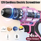 Pink Tool Set - 12V Cordless Drill Kit, 151 Piece Box With Hand Drill, Home Tool Kits for Men & Women, Perfect for Homeowner, Diyer, Handyman