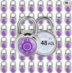 Combination Lock, LQYN Standard Dial Combination Lock, Pack of 48; Purple Turnplate, 2 in. Wide, Fixed Three Digital Combination, for School, Gym & Locker, Toolbox, Gate