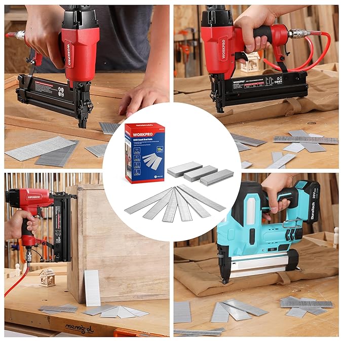 WORKPRO 18 Gauge Brad Nails, 2'',1-1/2'',1-1/4'', 3/4'' 6000 Count Universal Brad Nails for Pneumatic, Electric Brad Nailer