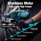 DURATECH 1/2 Inch 20V Cordless Impact Wrench, 600 Ft-Lbs, 5 Settings, Brushless Motor, Fast Charge 4.0Ah Li-ion Battery, Sockets Included