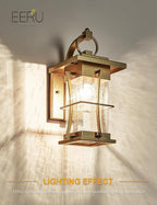 Gold Dusk to Dawn Outdoor Wall Lantern Exterior Light Fixtures Wall Mount Porch Light with Photocell Sensor Waterproof Outside Sconce for House, Patio, Garage,Seeded Glass Outside Wall Lamps