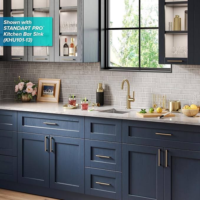 KRAUS Oletto Single Handle Kitchen Bar Faucet in Brushed Brass, KPF-2822BB