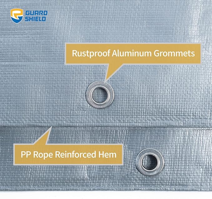 GUARD SHIELD Heavy Duty Tarp 20x40 Feet Silver Multi Purpose Thick Waterproof Poly Tarp Cover 10mil