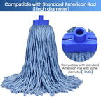 Matthew Cleaning Screw-on Heavy Duty Cotton Wet Mop Replacement Heads(Blue, Medium,3Pack) for Residential & Commercial Floor Cleaning Use- Fit Standard American Screw