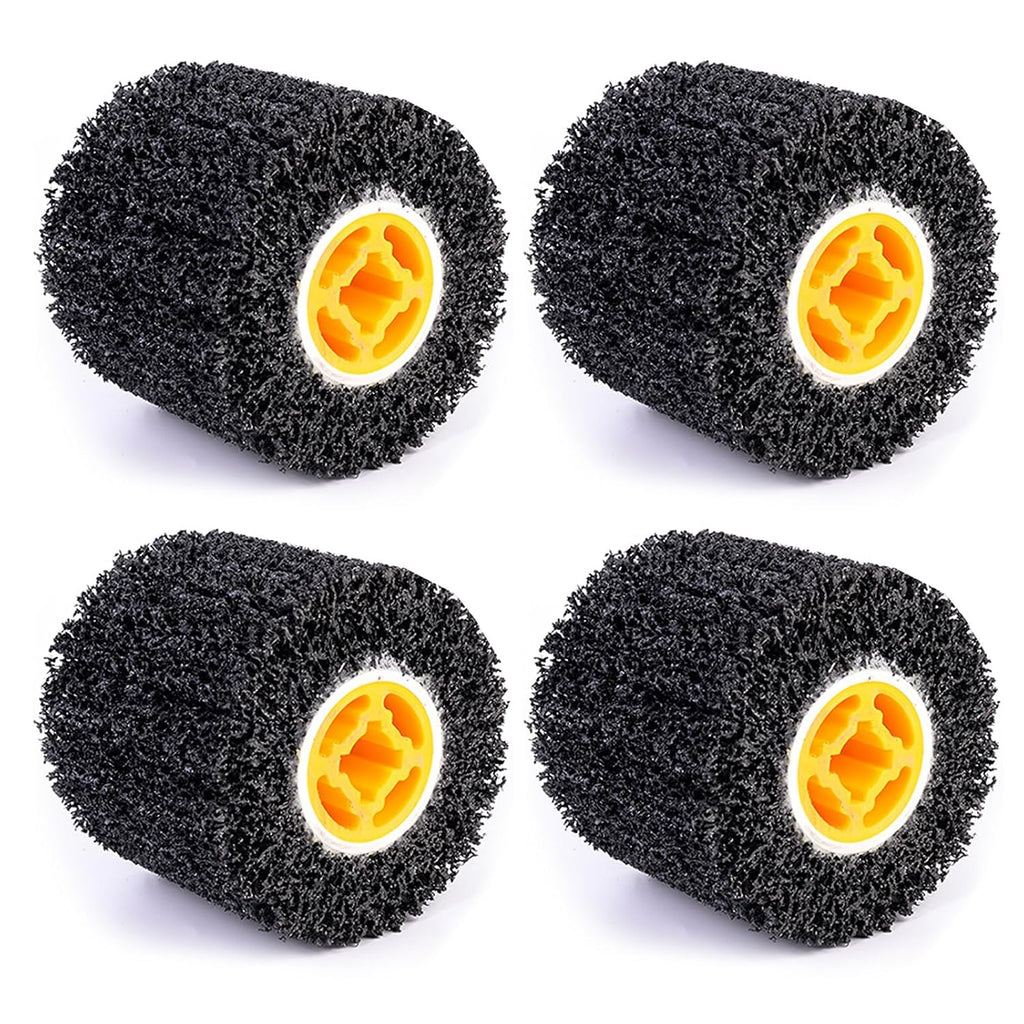 4 Pcs Abrasive Drawing Wheel Surface Conditioning Tool, 4.5" x 4" Wire Wheel Burnishing Tool for Metal Polishing Paint, Rust, Oxidation - 3/4" Quad Keyway for Hand held Polishing Machine(4)