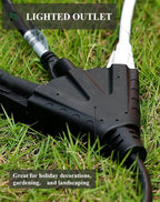 PLUGTUL 2FT Outdoor Extension Cord with Multiple Outlets, 14 Gauge, 3-Outlet, SJTW, 15A 14AWG 1875W SJTW, ETL Listed - Great for Garage, Garden and Home, Black