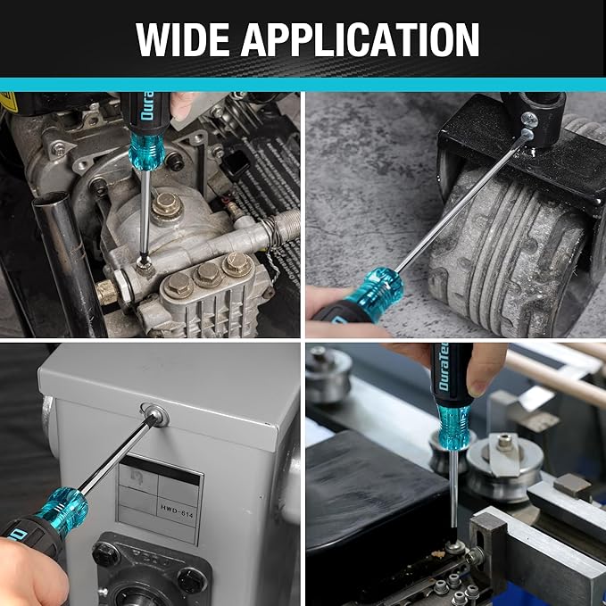 DURATECH 5 PCS S2 Steel Screwdriver Set, Professional Screwdrivers with Non-Slip Cushion Grip & Marked Specifications, 2 Phillips 2 Flathead and 1 Square Head Screw Driver, for Home and Industrial Use