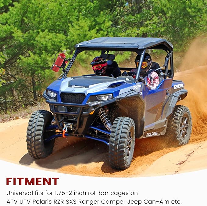 UTV Fire Extinguisher Mount Kit - Quick Release Fire Extinguisher Mounting Bracket Adjustable 1.75'' to 2'' Roll Bar Aluminum Alloy Heavy Duty for Polaris RZR Ranger Can-Am Maverick ATV