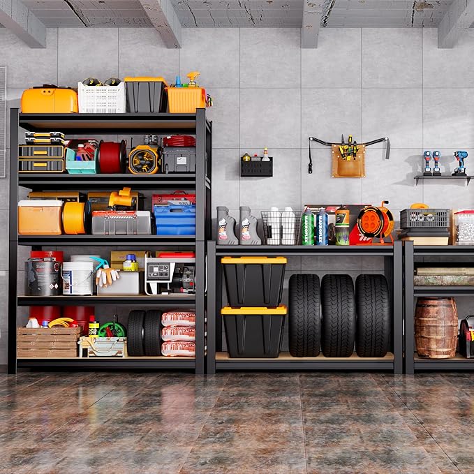 Garage Shelving-2050 lbs 5 Tier Storage Shelves,Adjustable Heavy Duty Metal Shelving Unit and Storage Large Rack,Utility Steel Shelf for Warehouse Industrial Pantry Basement Organizers 71"x46"x18"