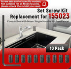 10-Pack 155023 Screw Kit Replacement for Moen | Carbon Steel Set Screw Kit | Includes Wrench for Kitchen Faucet Handle Repair & Faucet Replacement Parts