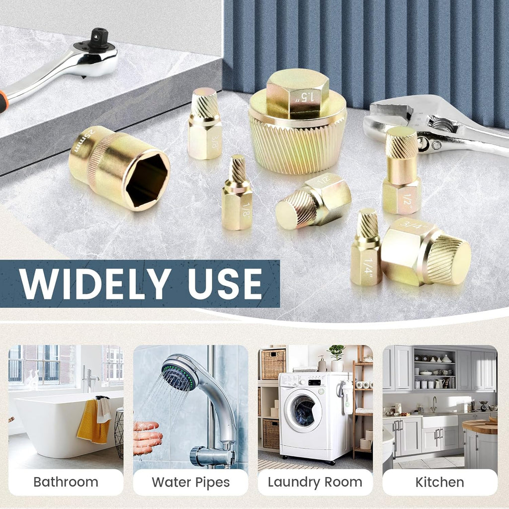 1.5" Tub Drain Removal Tool with 1-inch Socket, Pipe Nipple Extractor for Remove The Old, Broken, Stubborn, Rusted Drain Tub Bathtub Stopper Strong Grab Plumbing Tool with Solid Storage Case