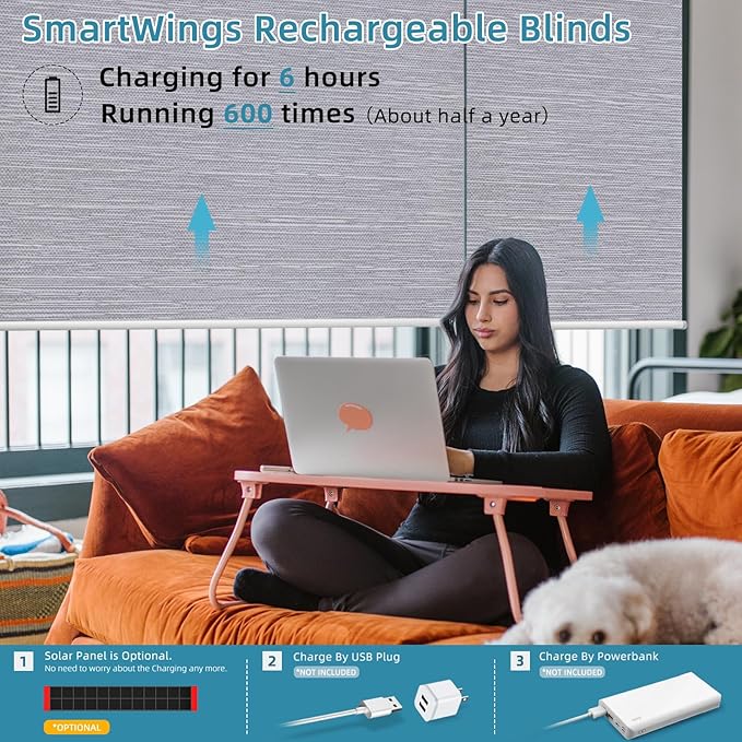 SmartWings Motorized Roller Shades Work with HomeKit, 100% Blackout Window Shades, Cordless Wireless Remote Control Roller Blinds for Smart Home and Office, Essential Grey, Customized Size