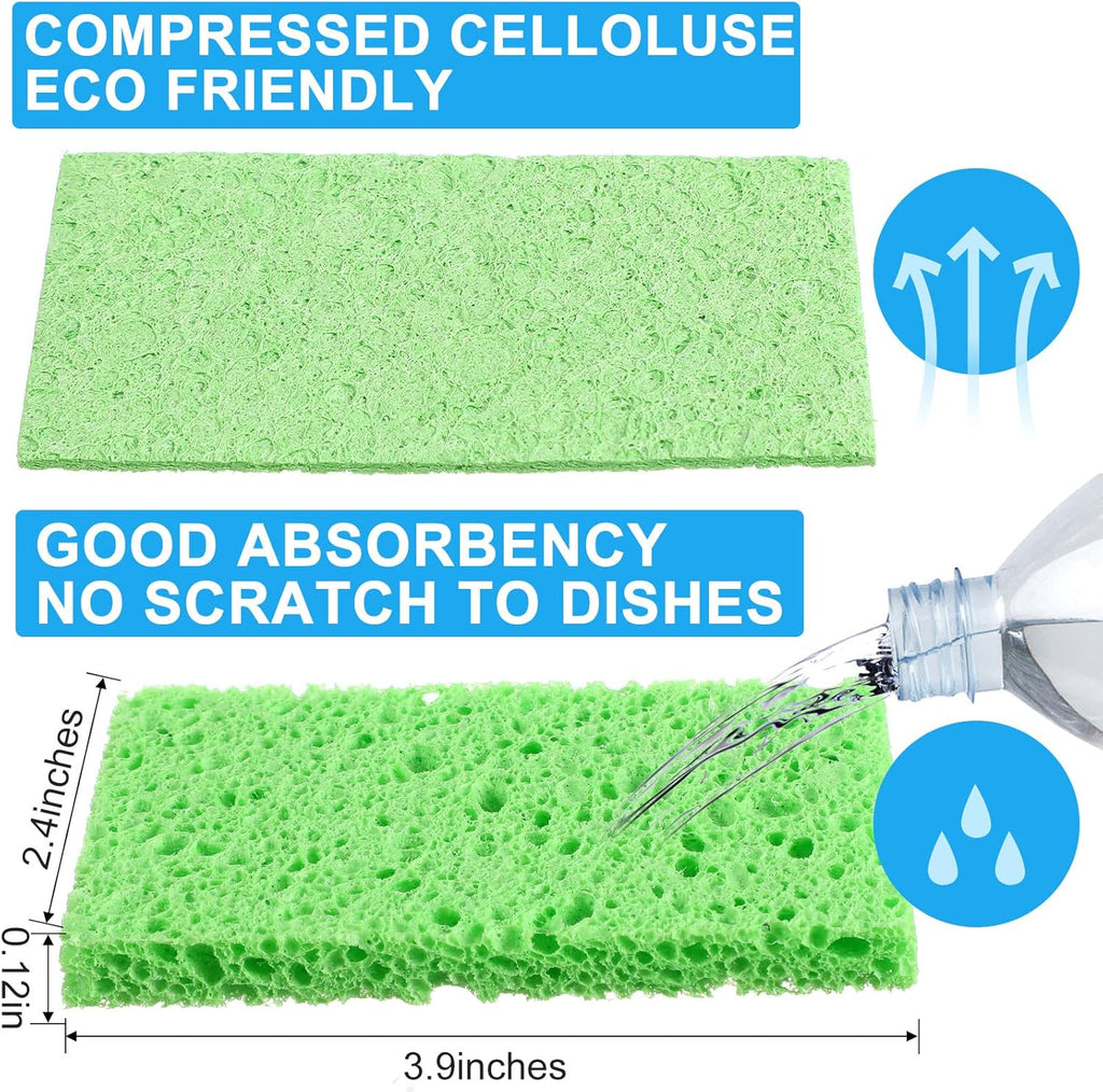 Zhengmy 48 Pieces Kitchen Sponge Bulk Natural Sponges for Dishes Compressed Wood Pulp Sponges Cleaning Sponge Without Scratching for Kitchen Bathroom, 3.9 x 2.4 x 0.12 Inch (Multicolor)